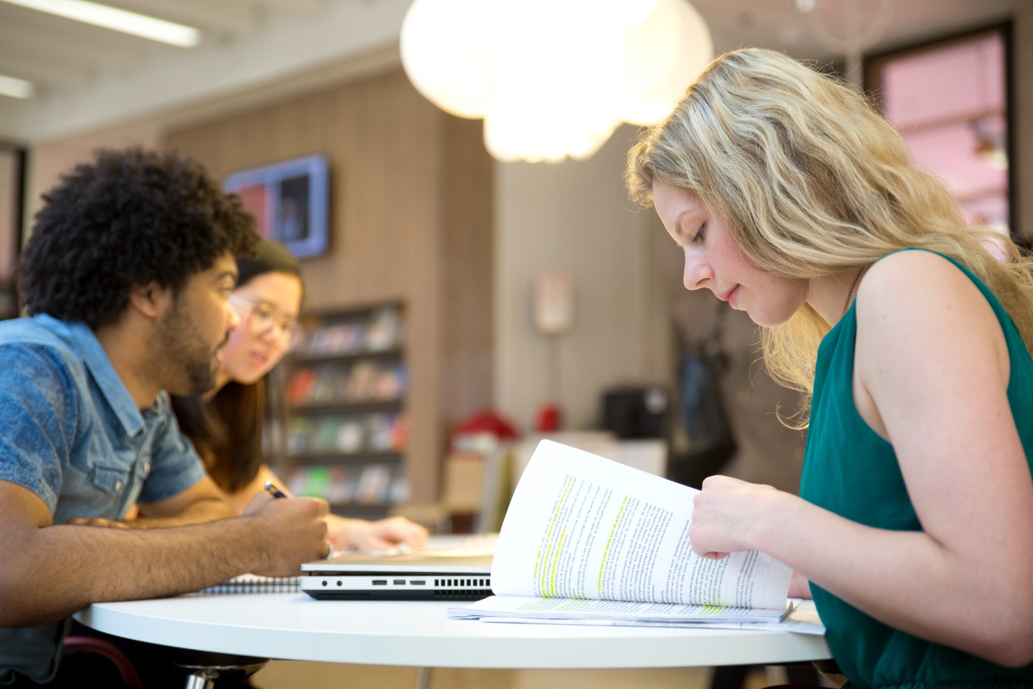 students studying in the library