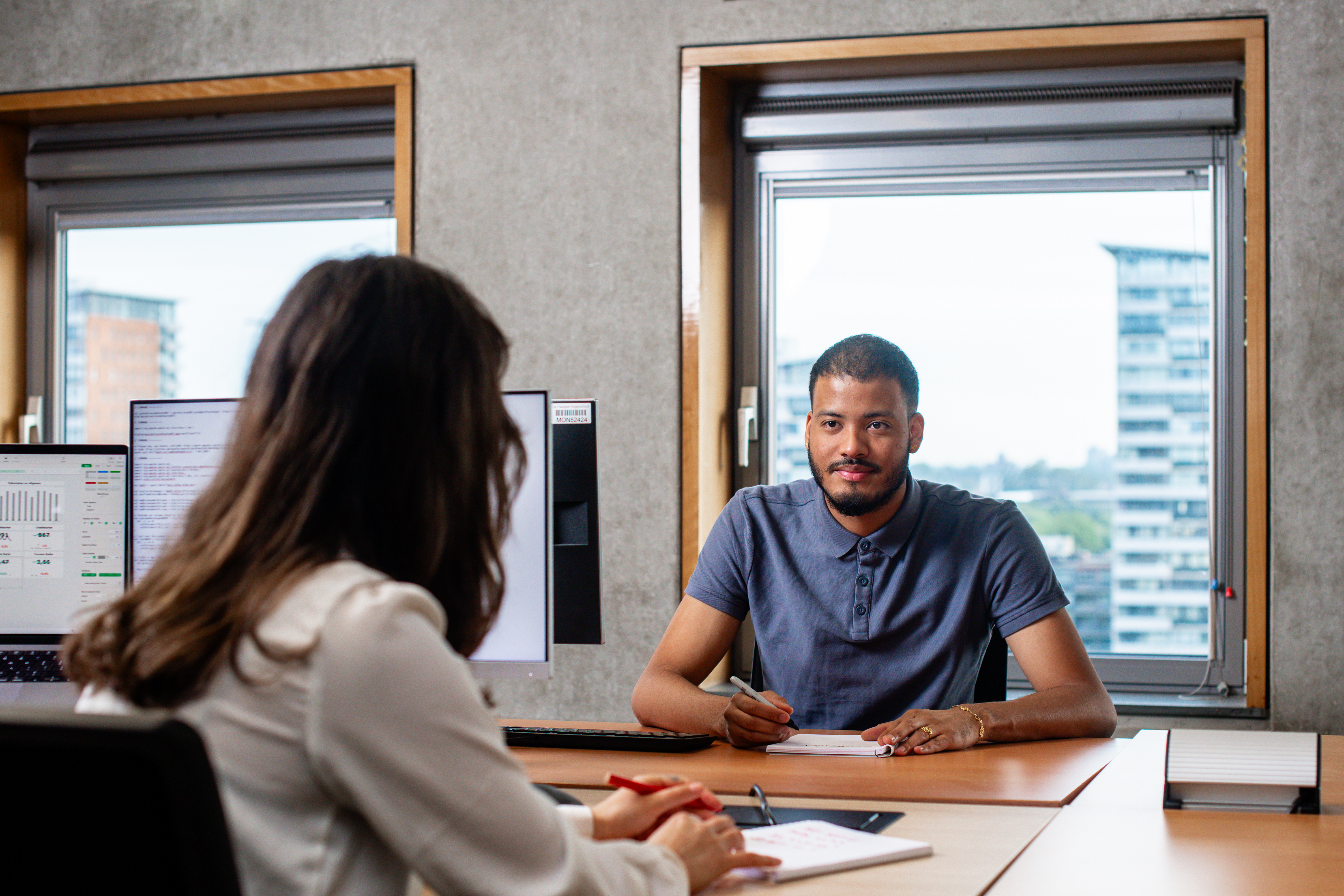 two professionals having a meeting