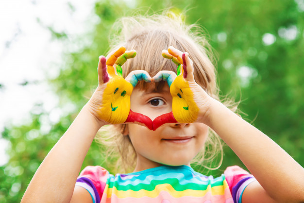 Children hands colors summer