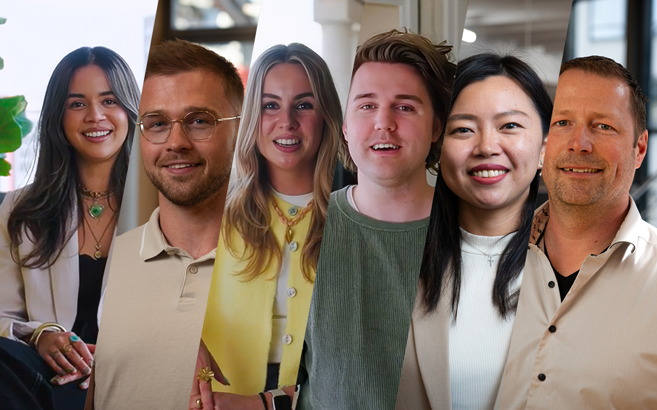 Zes portretten van deeltijdstudenten naast elkaar