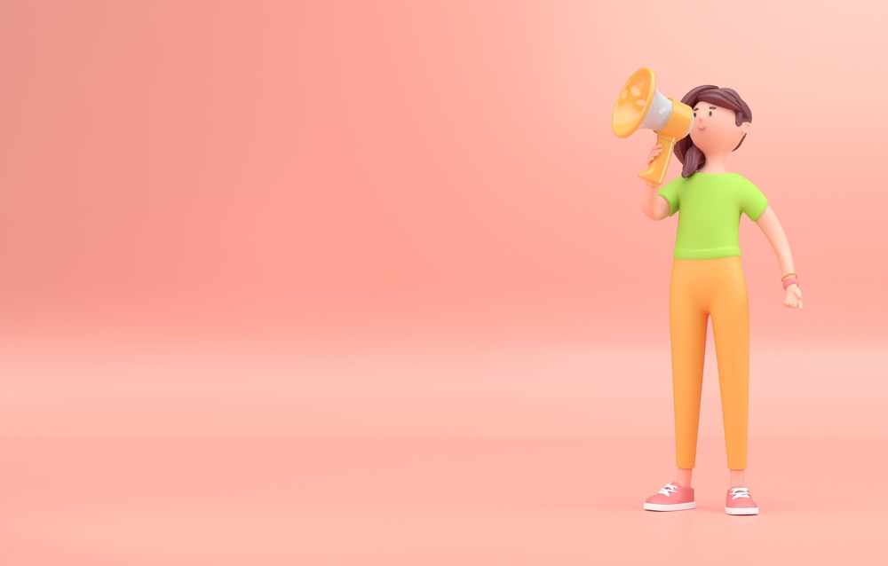 vrouw met megafoon